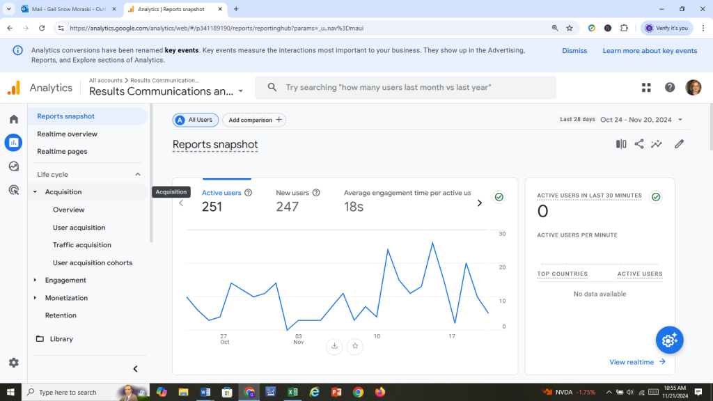 Image Taken Of Print Screen During Google Analytics Session